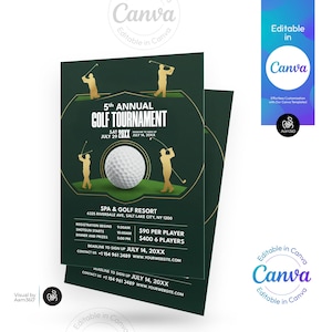 Golf Tournament Flyer Template: Editable Canva Design (Digital File)