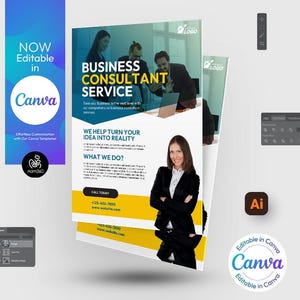 Business Consultant Flyer Template: Editable in Canva (Digital File)