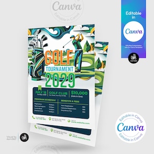 Canva Editable Golf Tournament Flyer Template (Digital File)