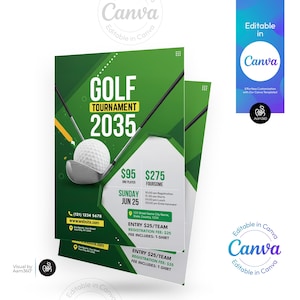 Canva Editable Golf Tournament Flyer Template (Digital File)