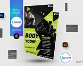 Canva Editable Gym Flyer Template: Bodybuilding, Fitness (Digital File)