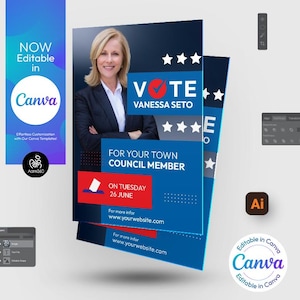 Election Candidate Flyer Template: Political Campaign Design (Canva, PSD, AI)