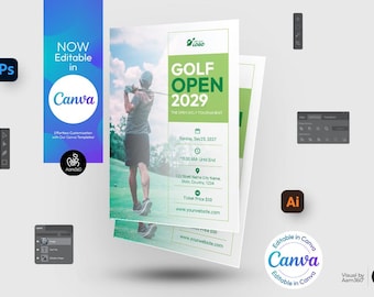 Canva Editable Golf Tournament Flyer Template (Digital File)