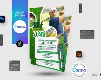 Canva Editable Golf Tournament Flyer Template (Digital File)