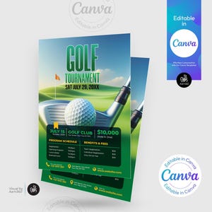 Canva Editable Golf Tournament Flyer Template (Digital File)