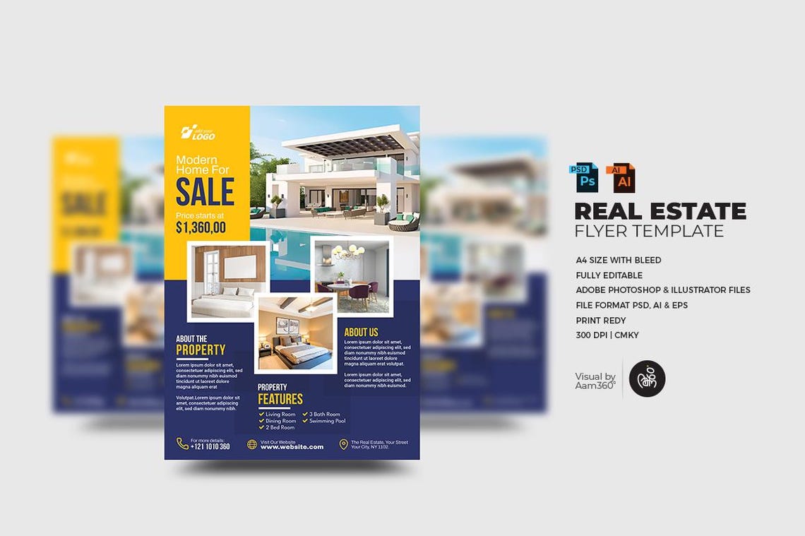 Editable Real Estate Flyer Template | Canva, PSD, AI (digital File) - Etsy