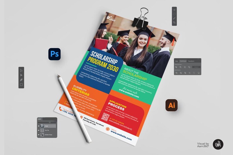 Editable Scholarship Program Flyer Template: Canva, PSD, AI (digital ...