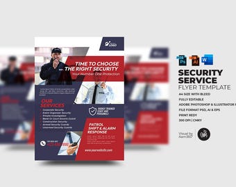 Security Service Flyer Template: Professional PSD, AI, EPS (Digital File)