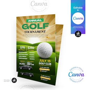 Golf Tournament Flyer Template: Editable Canva Design (Digital File)