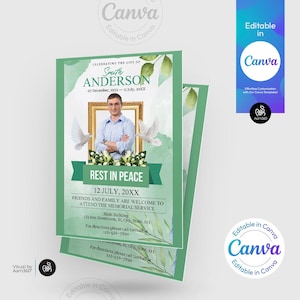 Funeral Program Poster Template: Elegant Memorial Service (CANVA Digital File)