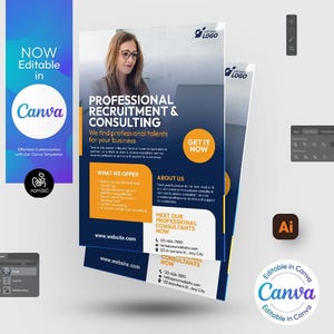 Canva Editable | Business Consultant Flyer Template | Management Consulting Flyer | Digital File | Canva, PSD, AI, Doc, and EPS