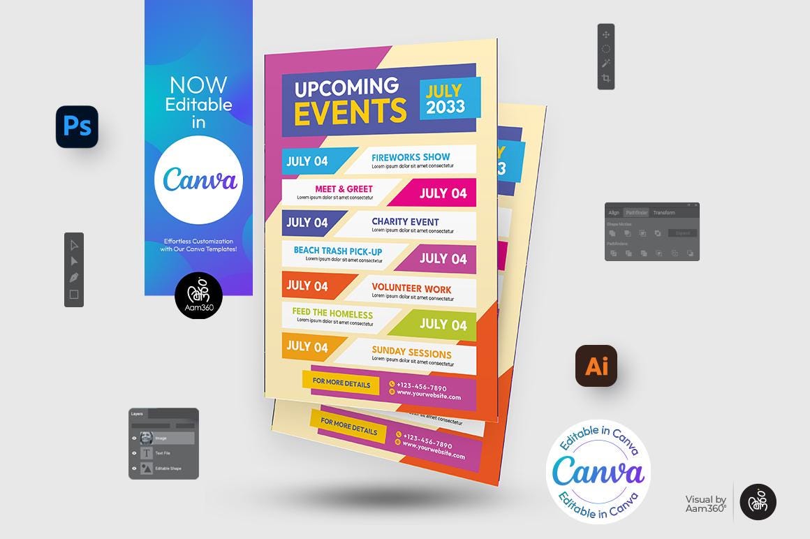 Editable Event Layout Editable Event Schedule Flyer Template: Canva, PSD, AI (digital File ...