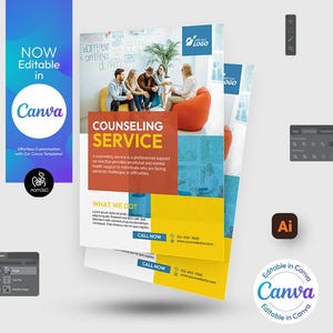 Consultant Flyer Template: Editable Canva, PSD, AI (Digital File)