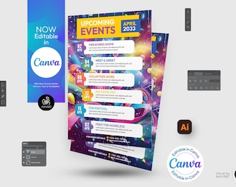 Flyersjabloon evenementschema: canva, AI en EPS (digitaal bestand)