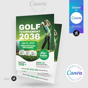 Golf Tournament Flyer Template: Editable Canva Design (Digital File)