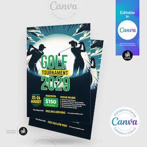 Canva Editable Golf Tournament Flyer Template (Digital File)