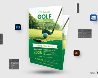 Editable Golf Tournament Flyer Template: Charity Event Poster