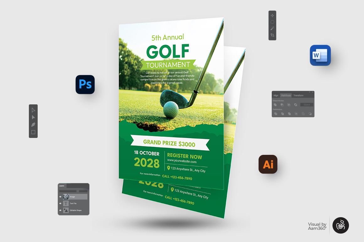 Editable Golf Tournament Flyer Template: Charity Event Poster