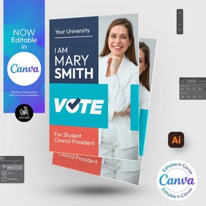 Election Candidate Flyer Template: Political Campaign Design (Canva, PSD, AI, DOC)