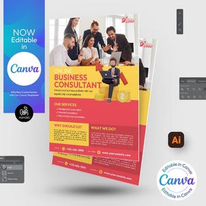 Canva Editable | Business Consultant Flyer Template | Management Consulting Flyer | Digital File | Canva, PSD, AI, Doc, and EPS