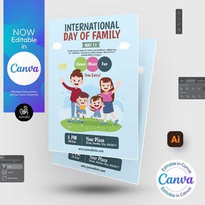 Family Fun Day Flyer Template: Editable Canva, PSD, AI (Digital File)