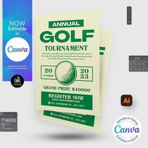 Canva Editable Golf Tournament Flyer Template (Digital File)