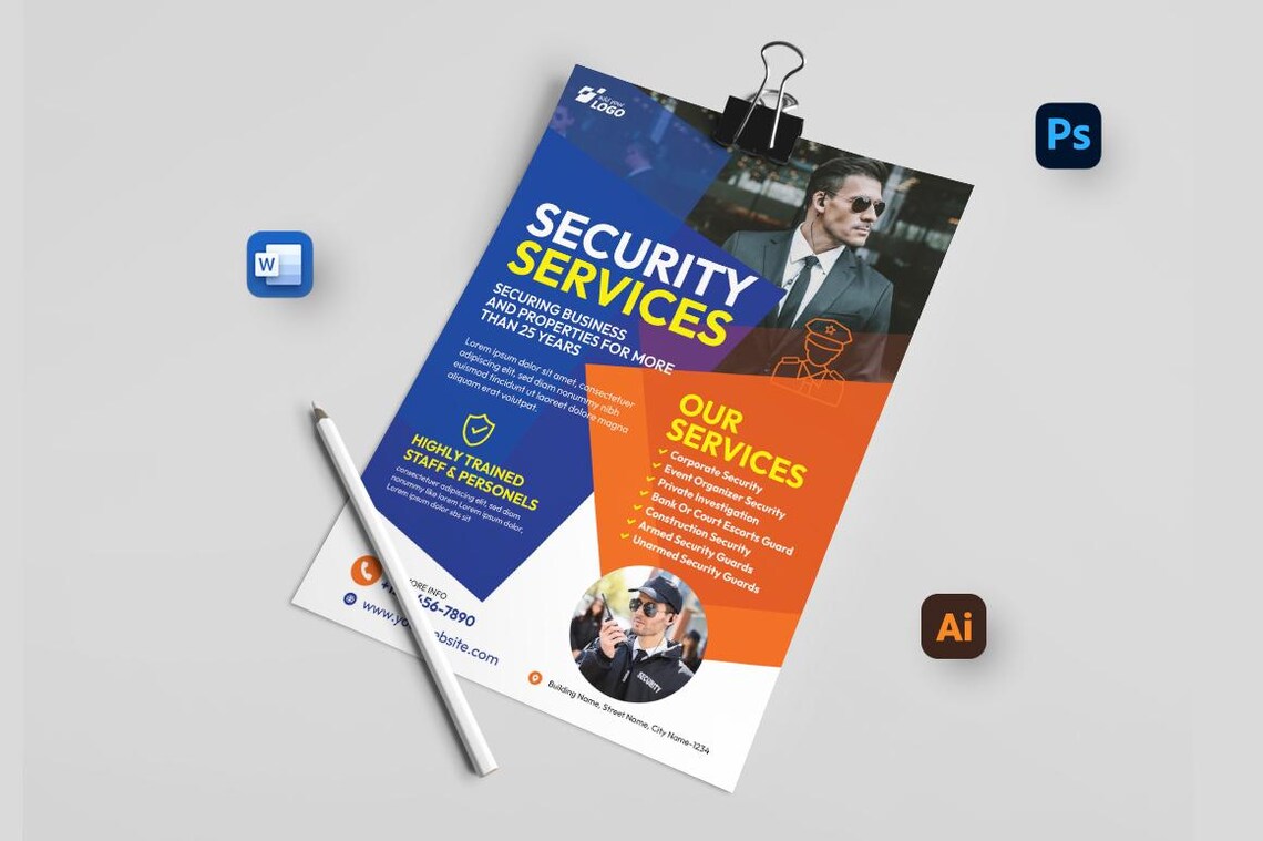 Security Rover Template Security Service Flyer Template: Canva, AI, PSD, DOC (digital File) - Etsy