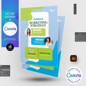 Szablon ulotki agencji marketingu cyfrowego: edytowalny Canva, PSD, AI (plik cyfrowy)