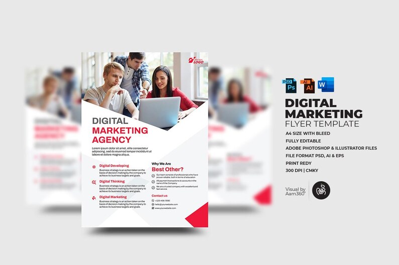 Digital Marketing Agency Flyer Template: Social Media (PSD, AI, EPS ...