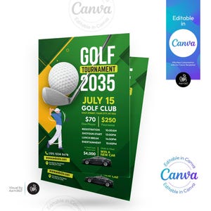 Golf Tournament Flyer Template: Editable Canva Design (Digital File)