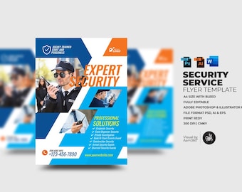 Plantilla de volante de servicio de seguridad: Diseño profesional (PSD, AI, EPS)