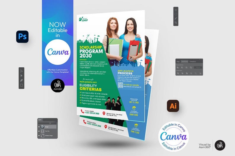 Flyer Program Inspo Canva Editable Scholarship Program Flyer Template: Graduation ...