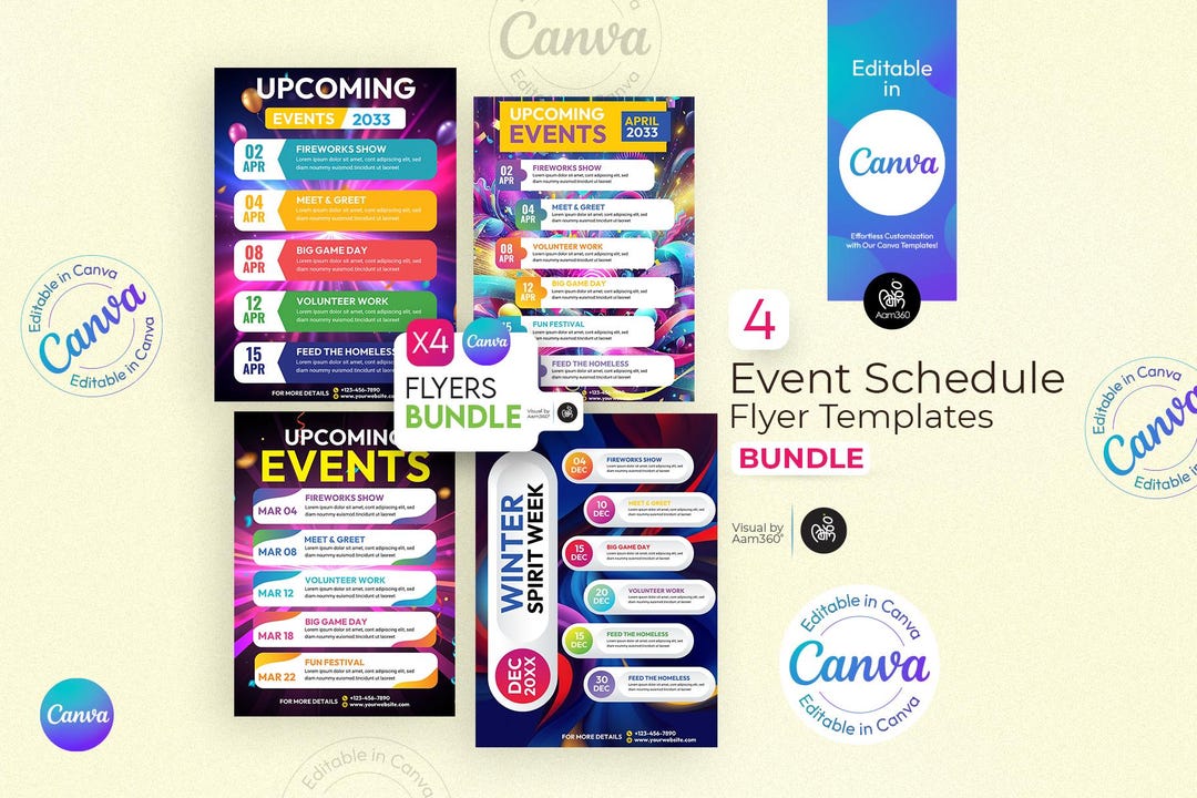 Canva Editable Event Schedule Flyer Template Bundle (digital File) - Etsy