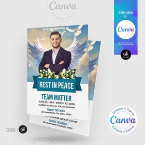 Beerdigung Programm Poster Vorlage | Nachruf Vorlage | Trauerfeier| Erinnerungsflieger | Digitale Datei | CANVA