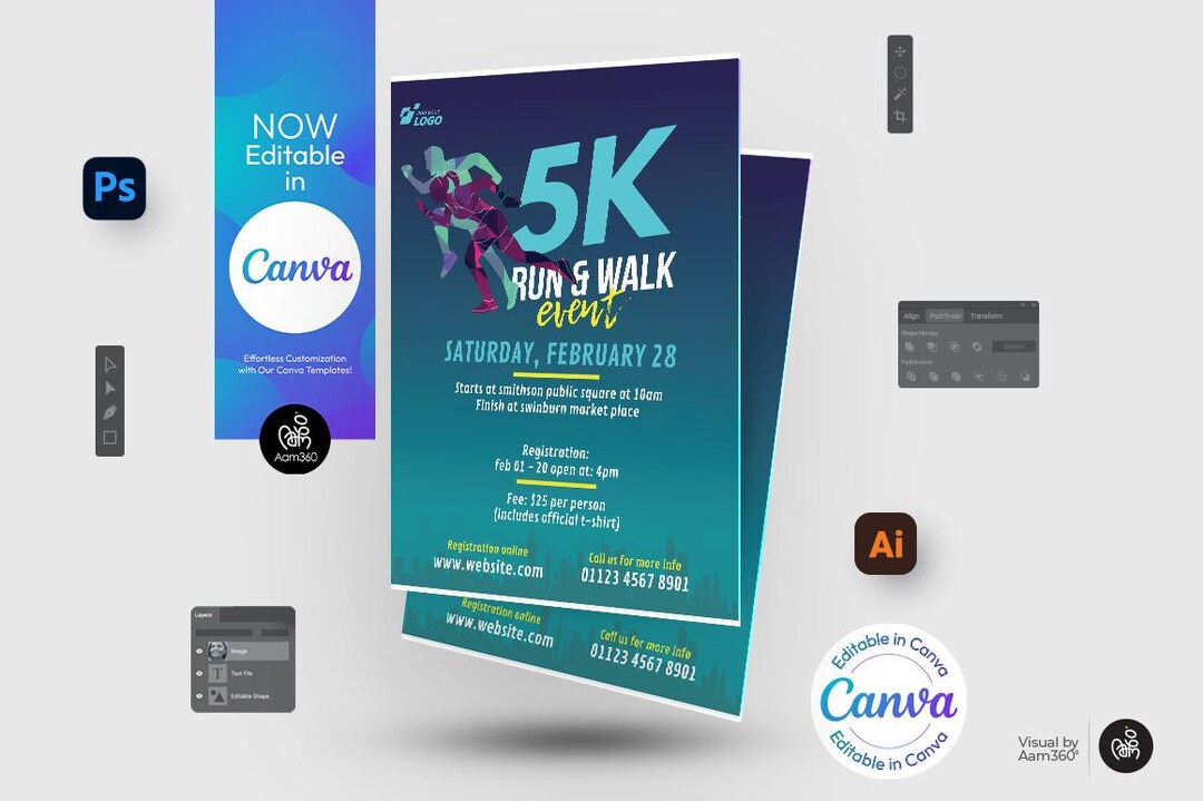 Editable Marathon Flyer Template: 5K Run & Walk Event (digital File) - Etsy