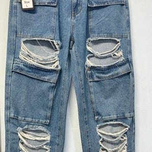 distressed denim jeans