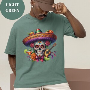 Comfort Colors® Day Of The Dead Sombrero Skull T-Shirt, Funny Taco Lover Shirt, Cute Kids Dinosaur Tee, Foodie Gift Idea Cinco De Mayo Shirt