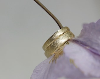Wedding rings 585 gold, handmade wedding rings, matte, forged rings gold, brushed, ice matte, goldsmith yellow gold, recycled gold 14k
