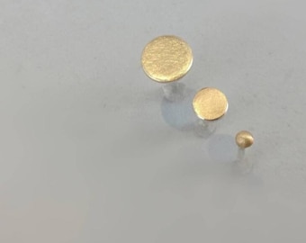 900 Gold Ohrstecker, Silber, Gelbgold, matt, Ohrstecker, minimalistisch dezent, recycelt, Kreis, Punktohrstecker, Kreisohrstecker