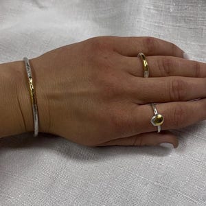 Silver ring fine gold, organic structure, reticulated, silver and gold, goldsmith design, Keum Boo, unique jewelry, hand-forged image 7