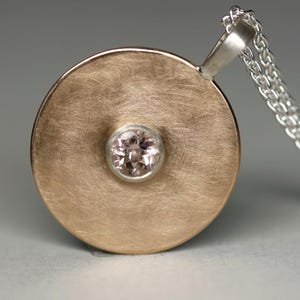 Rose gold, silver, morganite, pendant with chain, classic, pink, gift, goldsmith, real jewelry, real gold, handmade, circle, matt, 750