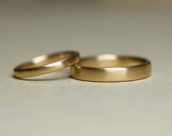 Anillos de boda oro 750, oro 585, lisos y sencillos, orfebres, anillos de boda, anillos de oro, reciclados, mate, oro 585, mate estrecho, sin piedras