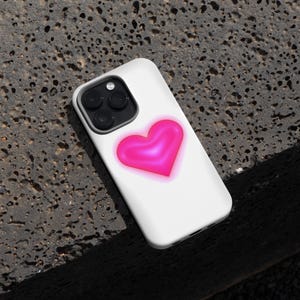 Phone Case, Cute Hot Pink Heart Tough Case, Protective Cover, Love Theme Device Sleeve, Gift for Her, Girly Accessory