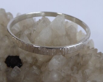 Forged Sterling Silver hammered bangle hallmarked Queen's Platinum Jubilee mark