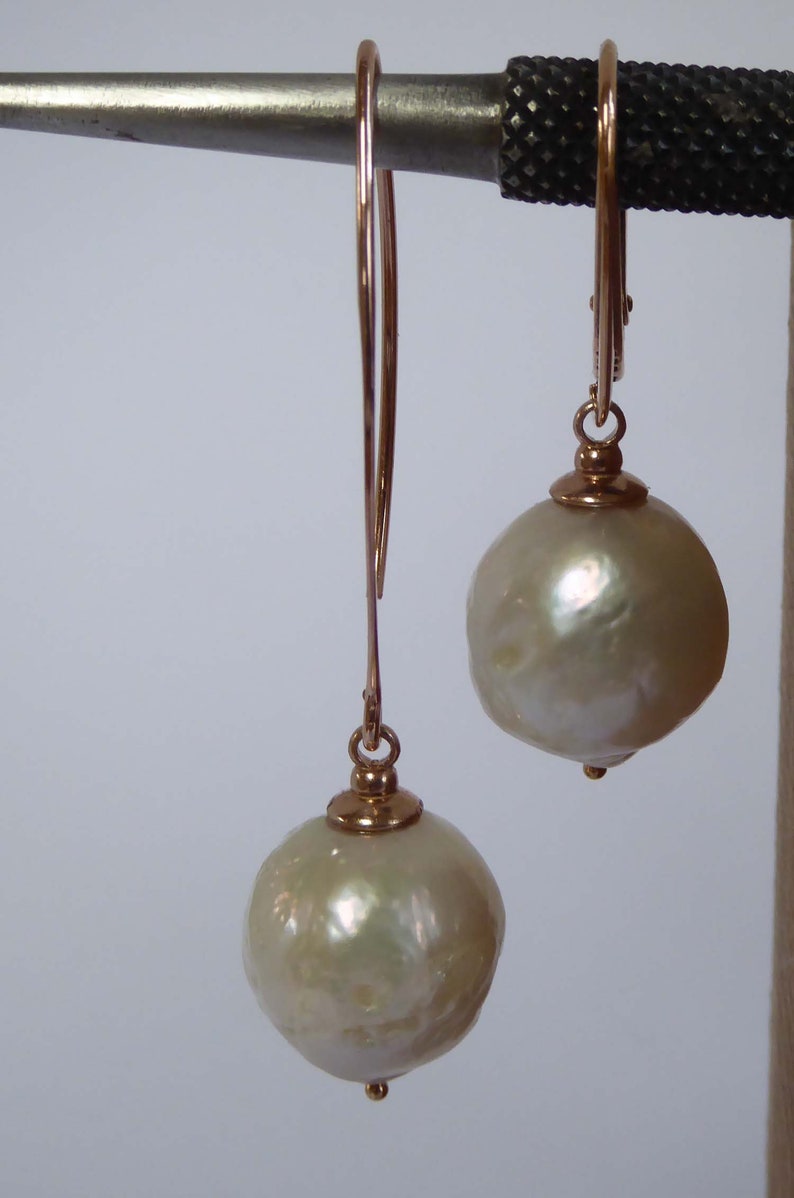 White Baroque freshwater pearl gold vermeil earrings
