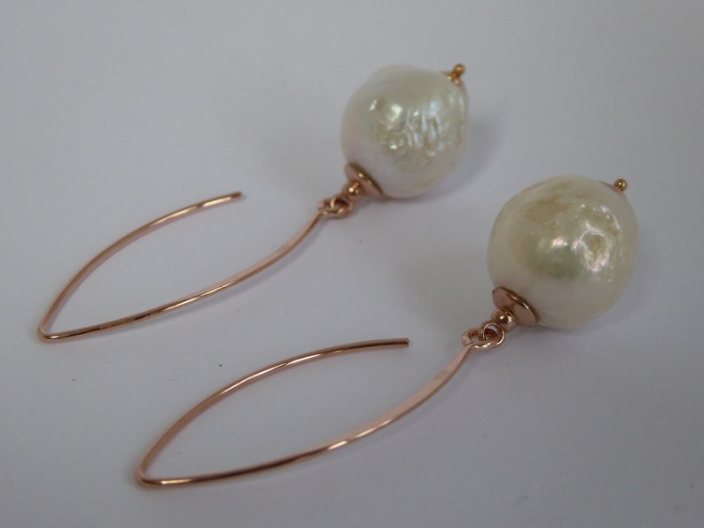 White Baroque freshwater pearl gold vermeil earrings