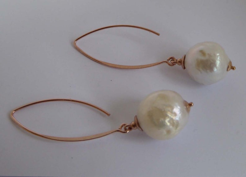 White Baroque freshwater pearl gold vermeil earrings