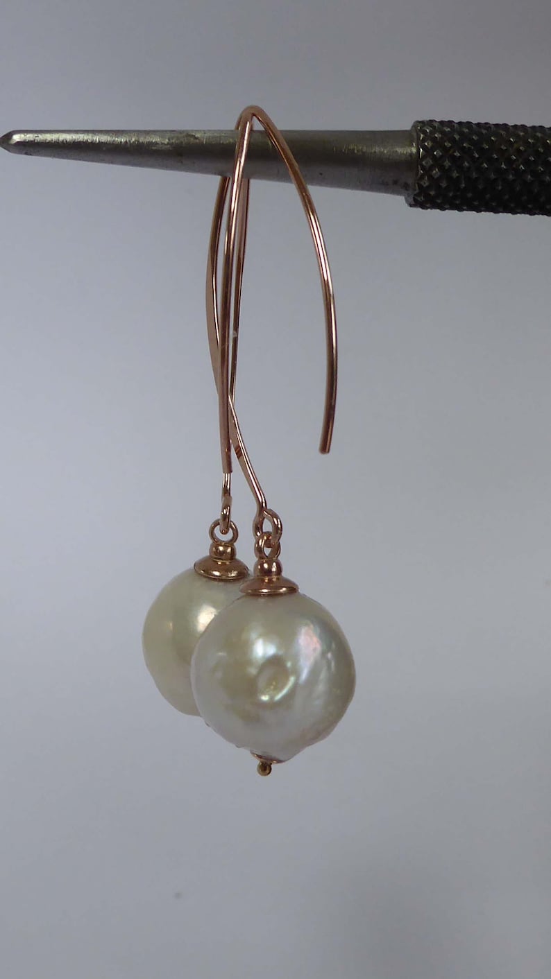 White Baroque freshwater pearl gold vermeil earrings