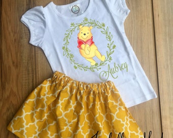 Personalized Winnie the Pooh Skirt Set - Winnie the Pooh Birthday Dress - Winnie the Pooh Outfit - Winnie the Pooh Dress