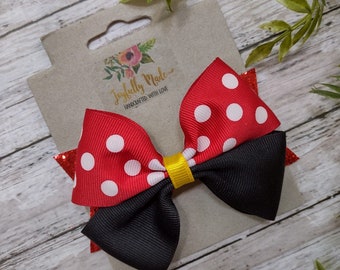 Glitter Minnie Mouse Hair Bow - Minnie Mouse Hair Bow - Minnie Mouse Headband - Minnie Mouse Headband